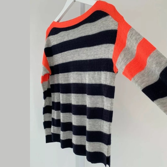 J.CREW NAVY GRAY ORANGE STRIPE CASHMERE SWEATER SIZE SMALL NWOTS! - Picture 6 of 16